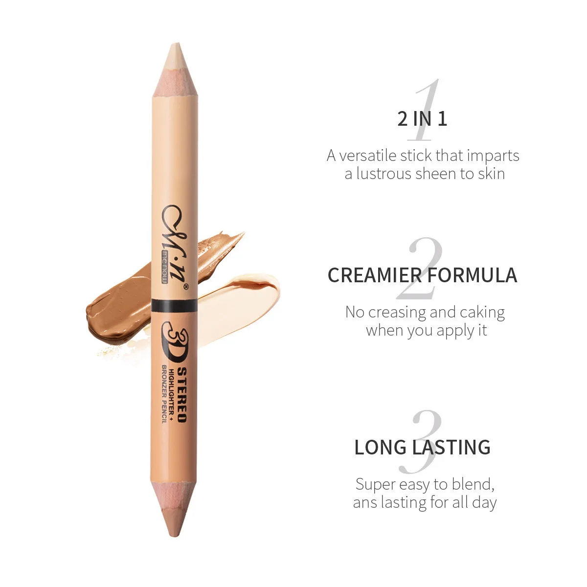 Double-Headed Concealer Pen Facial Contour Repair Delicate Volume Full Coverage Waterproof Cosmetics