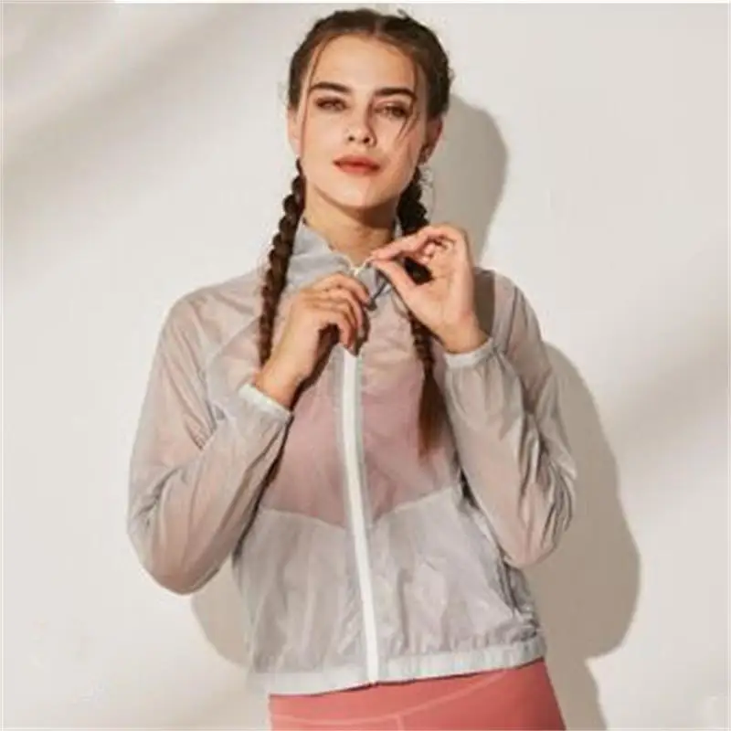 Новая женская дышащая Спортивная одежда для фитнеса быстросохнущая Женская куртка с длинным рукавом ветрозащитная тонкая femme куртка для йоги