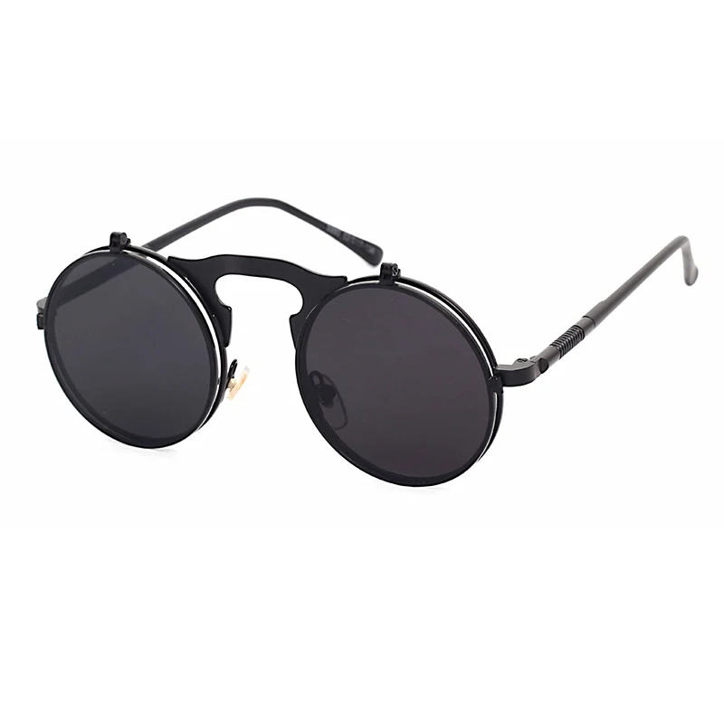 SO& EI Пара Ретро флип солнцезащитные очки для женщин Роскошные металлические панк брендовые дизайнерские необычный стиль флип мужские солнцезащитные очки Защита от солнца UV400 Gafas - Цвет линз: C5