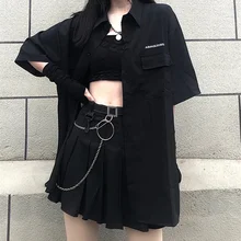 

Single / set summer women fashion two piece set skirt jupe dropshipping Korean versatile dark loose BF shirt top