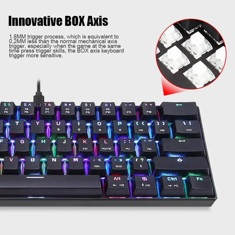 RGB подсветка механическая клавиатура CK61 с переключателем коробки игровая клавиатура быстрая скорость отклика UY8