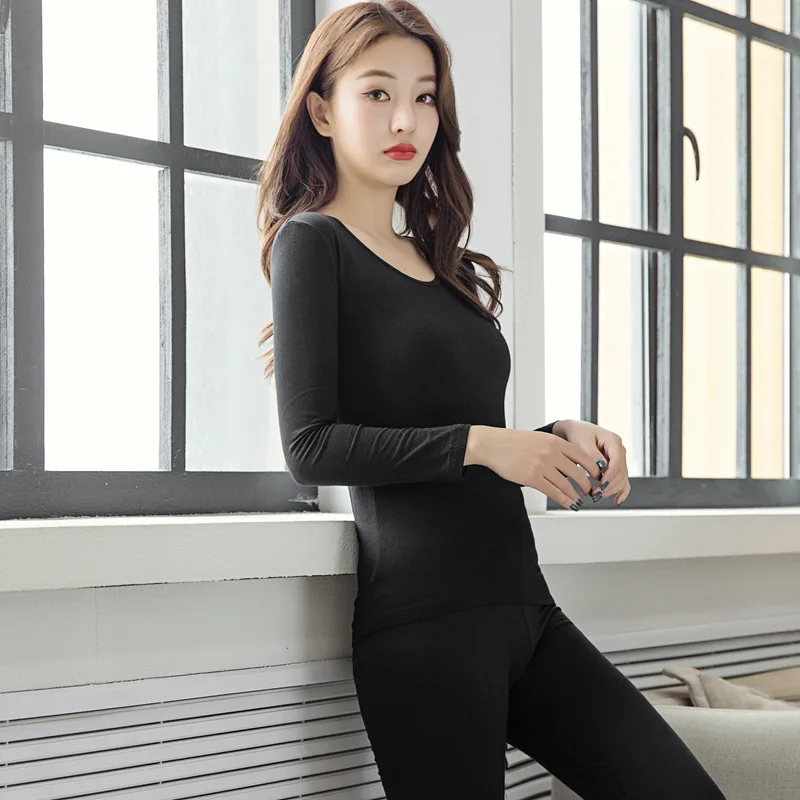 

Autumn/winter Autumn Clothes Long Trousers Women's Suit Combed Cotton Body Shaping Body Thermal Underwear Round Neck Fashion New