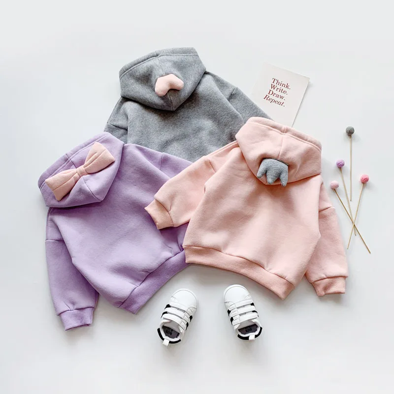 Осенне-зимние толстовки для девочек; детская одежда; хлопковый свитер с капюшоном; футболка для малышей; одежда с капюшоном; милая детская верхняя одежда