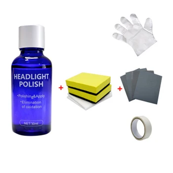 

Set Headlight Repair Polish Car 30ml Renovation Sponge Scratch remover