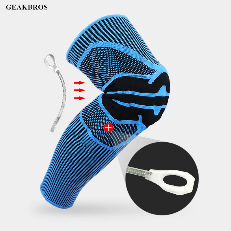 

Elastic Silicone Spring Knee Brace Padded Basketball Knee Pads Support Patella for Fitness Knitted Running Sport Protector