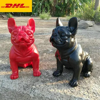 

12" Simulation Puppy Statue FRENCH BULLDOG Bust Creative Home Full-Length Portrait Decoration GK Action Figure Toy BOX 30CM V810