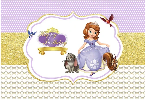 

7x5FT Happy Birthday Sia Princess Pets Chevron Custom Photo Studio Backdrop Background Vinyl 220cm x 150cm