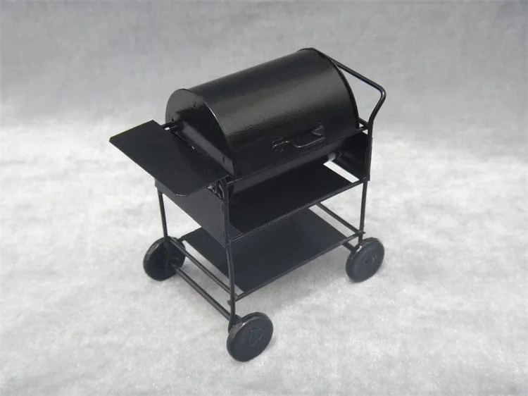 1:12 Doll House Pocket Model Kitchenware Outdoor Oven Square Grill Iron Craft Decorations Cart Toy