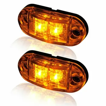 

10pcs Universal Amber 2Diode LED Light Oval Clearance Super Flux Trailer Truck Side Marker Lamp Indicator Light 2.5Inch 10V-30V