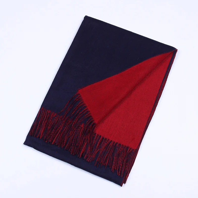 Lamb Cashmere Scarf Women Winter Soft Double-Sided Cashmere Shawl Dropshipping Solid Color Versatile Wool Fringed Wraps - Цвет: Серый