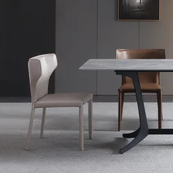 Silla de comedor de cuero para el hogar, sillón moderno minimalista, nórdico, ligero, de lujo, de diseño italiano, de escritorio