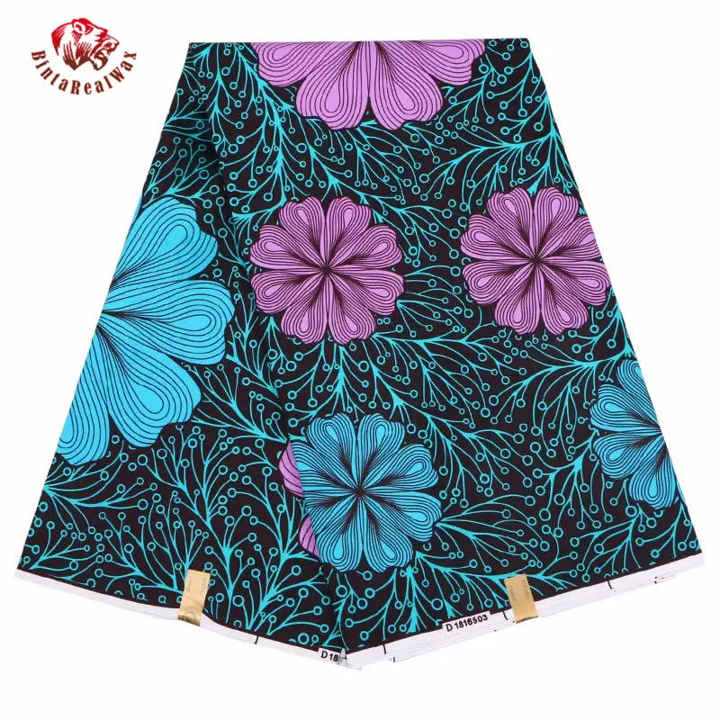 

Bintareal wax Ankara Polyester Wax Prints Fabric Binta Real Wax High Quality 6 yards 2019African Fabric for Party Dress FP6170