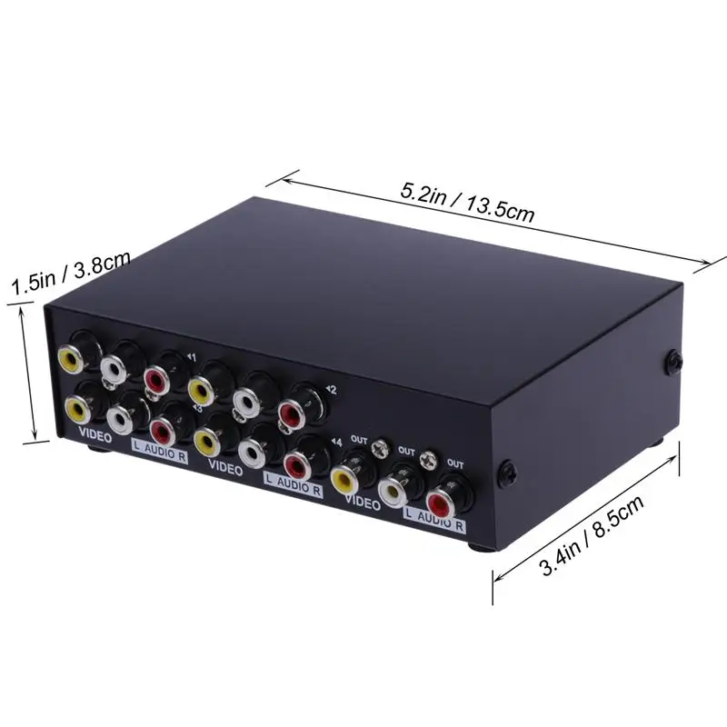 MT 431AV 4 полосный Переключатель AV RCA переключатель в 1 композитный видео L/R аудио