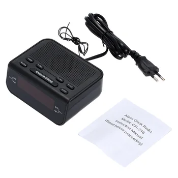 

New Modern Design Compact Digital Alarm Clock FM Radio with Dual Alarm Buzzer Snooze Sleep Function Red LED Time Display klok
