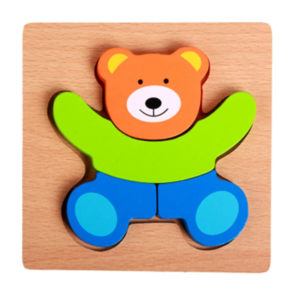 3D милые деревянные пазлы с животными для малышей 1, 2, 3 лет, игрушка для мальчиков и девочек, Обучающие Развивающие пазлы, Мультяшные игрушки для детей