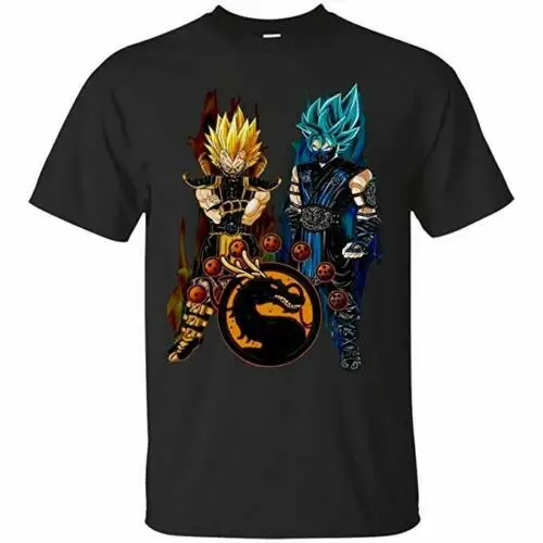 Черный Забавная футболка Dragon Ball Z Goku и Vegeta-Vegeta и Goku Mortal Kombat, новинка, повседневные крутые мужские футболки с коротким рукавом, топы, уличная одежда - Цвет: Черный