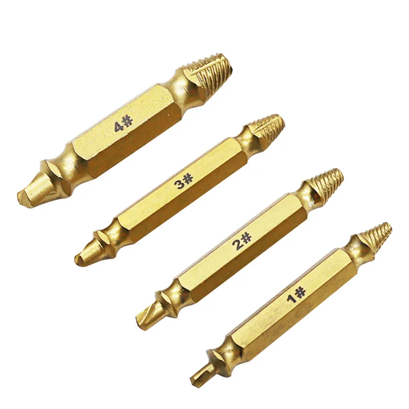 Titanium plating Damaged Screw Extractor Drill Bits Guide Set Broken Speed Out Easy out Bolt Stud Stripped Screw Remover Tool