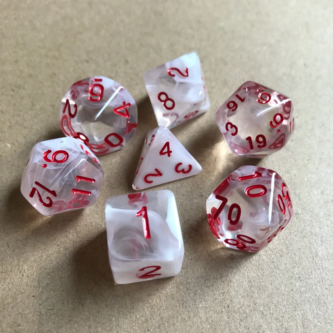 7 шт./компл. многогранные кости D& D4 D6 D8 D10 d% D12 D20 Прозрачный Многогранные TRPG игры Набор Игральный костей Настольная игра развлекательные кубики