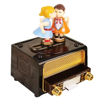 

Couple Kiss Music Box Birthday Party Supply Music Box Radio Shape Antique Craft Kids Gift Home Decor Musical Box