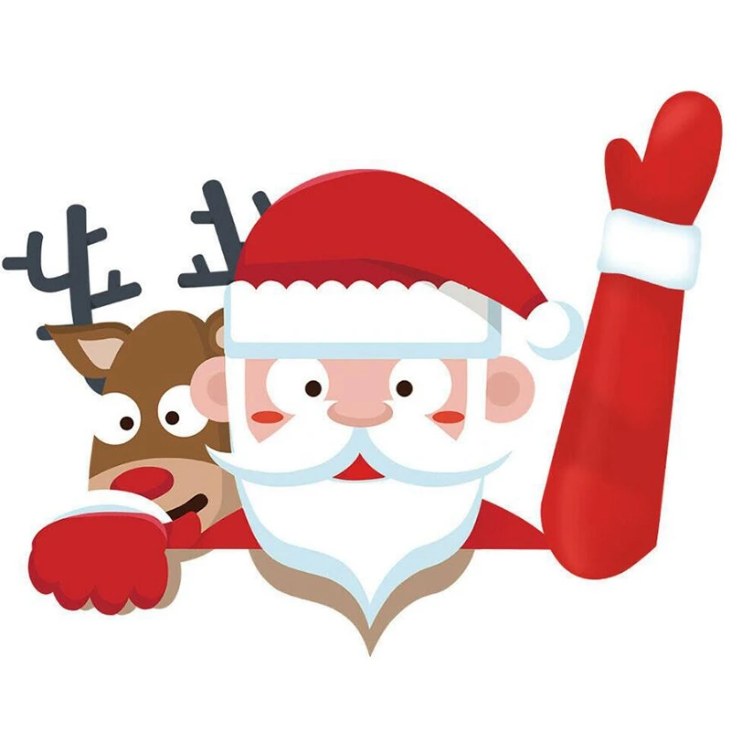 

Christmas Santa and Reindeer Waving Wiper Decal for Rear Window 3D Cartoon Festive Car Sticker Vehicle Rear Wipers Xmas Decorati