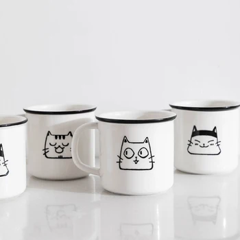 

Cartoon Cute Mug Ceramic Nordic Cat Creative Water Japanese Reusable Mug White Coffee Filizanki Do Kawy Kitchen Supplies DE50MK
