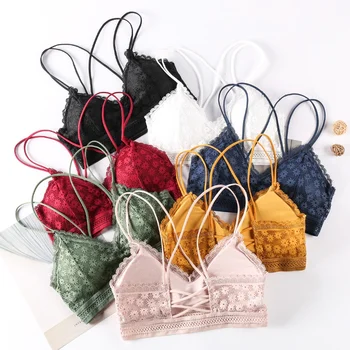 

Women BRA Cross Beauty Back Bralette Thin Cup Full Lace Breathable Push Up Bra No Rims Bra Small Size Lingerie