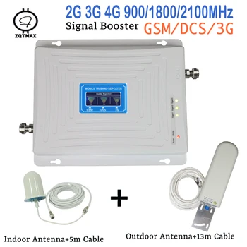 

ZQTMAX 2g 3g 4g lte repeater 900 1800 2100 booster gsm dcs mobile signal repeater umts Cellular Amplifier with 25dBi antenna set