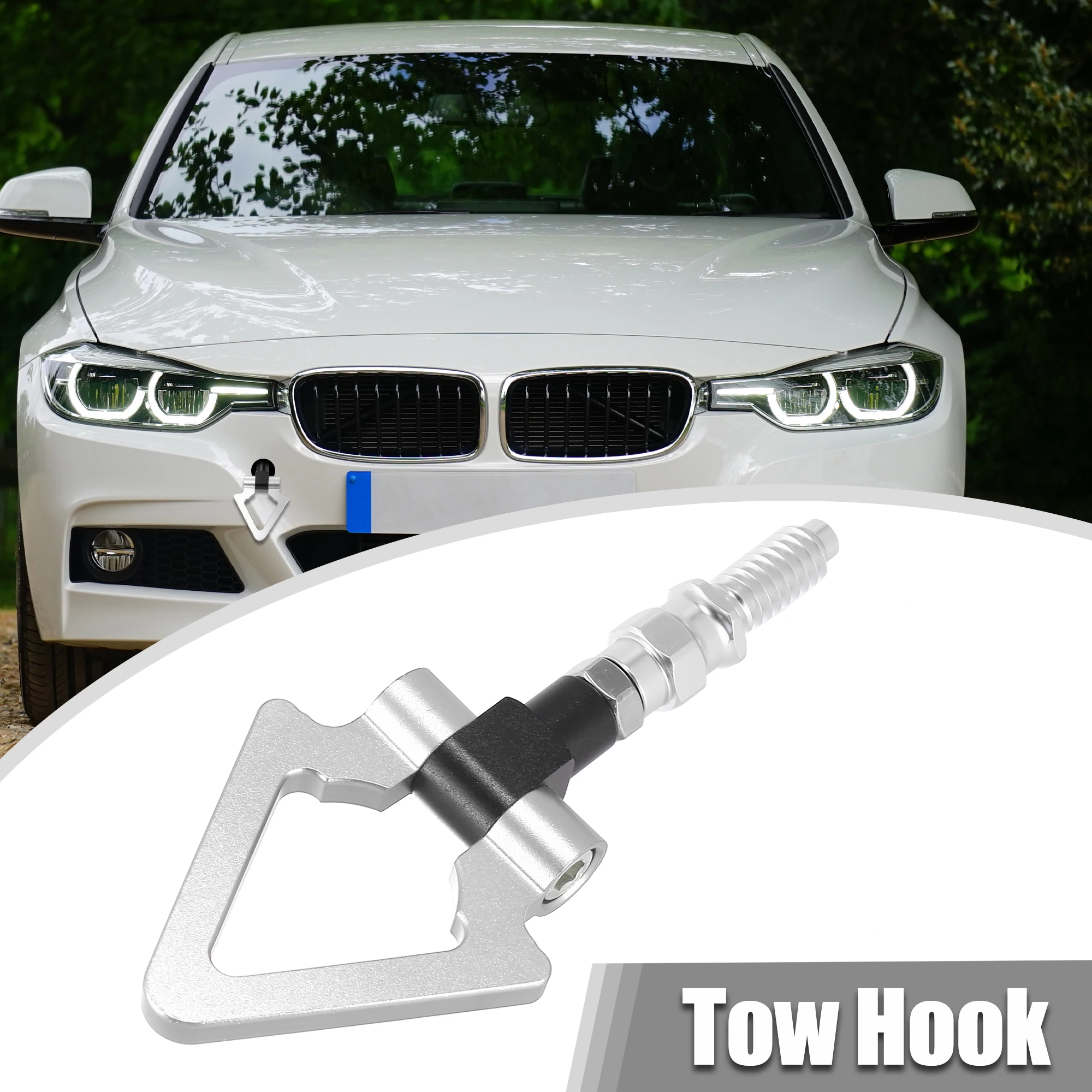 Uxcell Racing Screw On Tow Hook Triangle Ring Towing Bars for BMW 3 5 7