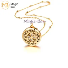 Ожерелье с диффузором из нержавеющей стали золотое Эфирное ожерелье для ароматерапии Подвески с хлопковой подушечкой ожерелье для помолвки женский