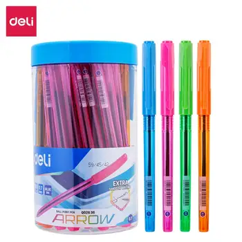 

DELI Ball Point Pen 50Pcs/Barrel Color Ballpoint Pen smooth writing Mini tip 0.7mm EQ02636