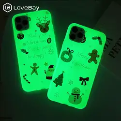 Lovebay Прозрачный матовый светящийся чехол для телефона для iPhone 7 8 6 6s Plus 11 Pro X XS XR XS Max Рождественская мягкая задняя крышка из ТПУ