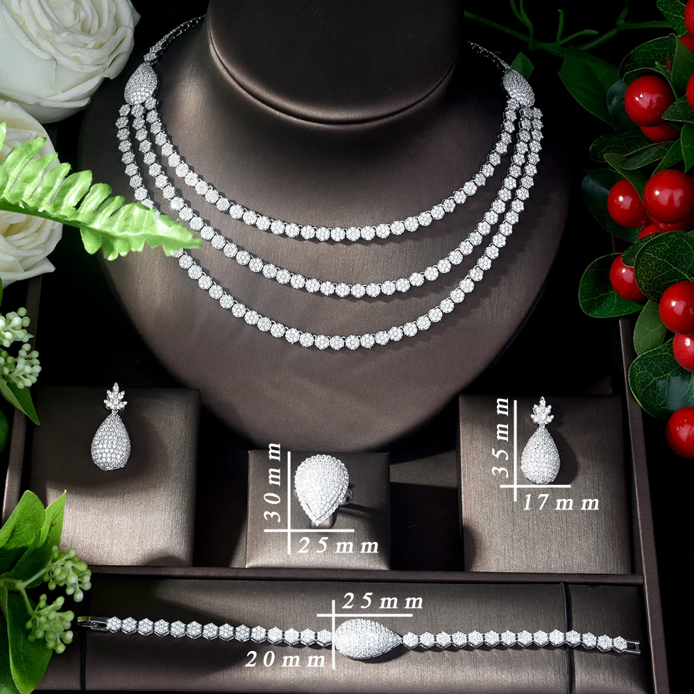 HIBRIDE, модное роскошное ожерелье, Дубай, ювелирное изделие, AAA CZ, наборы свадебных ювелирных изделий для женщин, свадебные аксессуары, Юбилейный N-1121