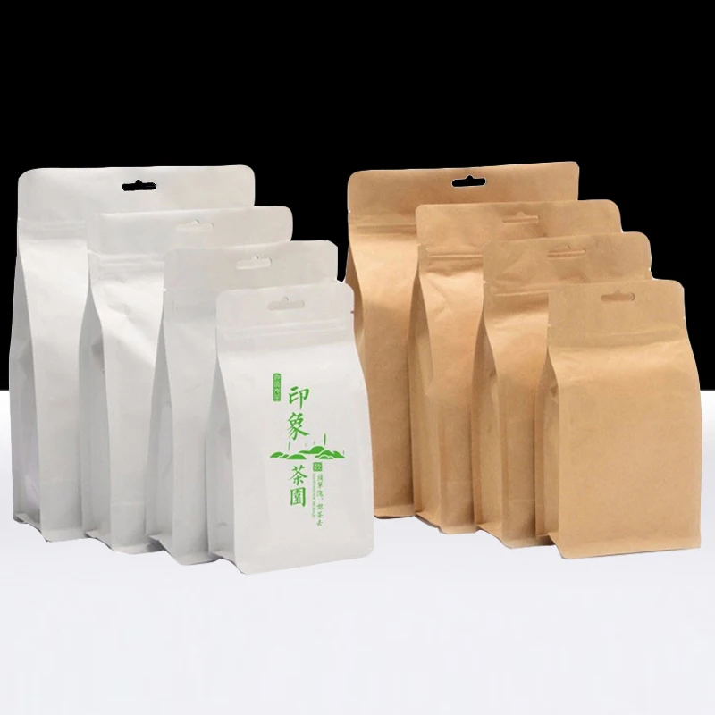

White Organ Kraft Paper Storage Bag Stand Packing Composite Food Zip Lock Reseal Zipper Tea Nut Cookie Coffee Snack Grain Candy