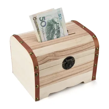 

Wooden Piggy Bank Safe Money Box Savings With Lock Wood Carving Handmade Boxes Useful high quality Tools #30
