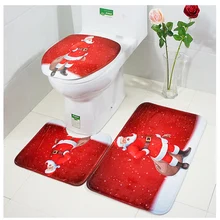 3 шт. рождественское сиденье для унитаза и коврик для ванной комплект Необычные Санты коврик для ванной рождественские украшения для дома
