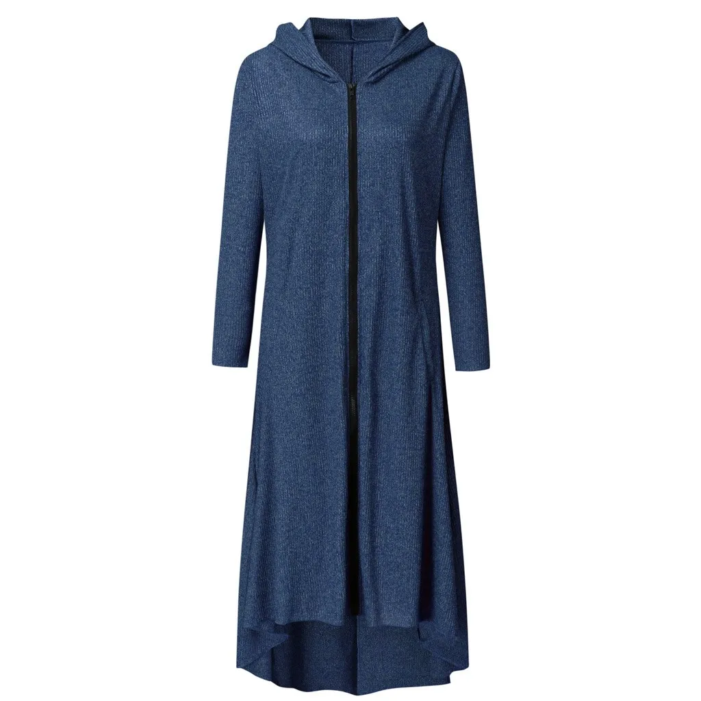 KLV ropa mujer, пальто размера плюс, повседневное, однотонное, с длинным рукавом, XL-XXXXXL, зимнее, полиэстер, с карманами, на молнии, длинное пальто, Z4