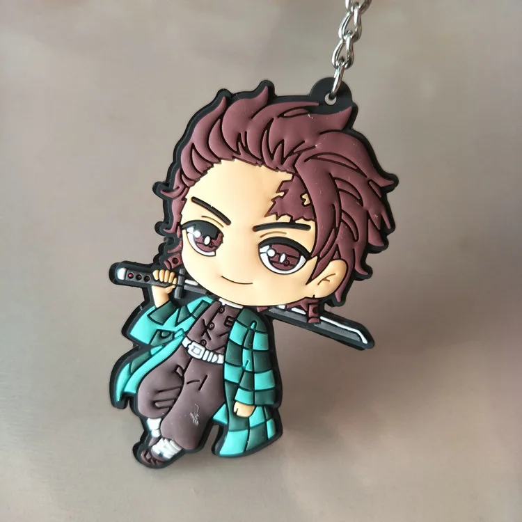 50 шт./лот аниме демон убийца: Kimetsu no Yaiba ПВХ Рисунок брелок кулон игрушки Tanjirou Nezuko фигурки двусторонний набор ключей