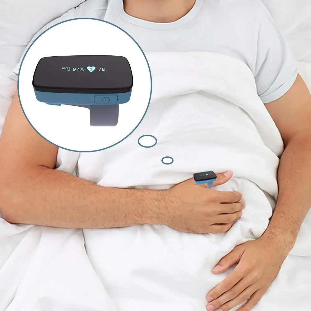 

Overnight Pulse Oximeter with APP Vibration Alert for Sleep Apnea COPD Blood Oxygen Saturation Heart Rate Monitor Viatom SleepO2