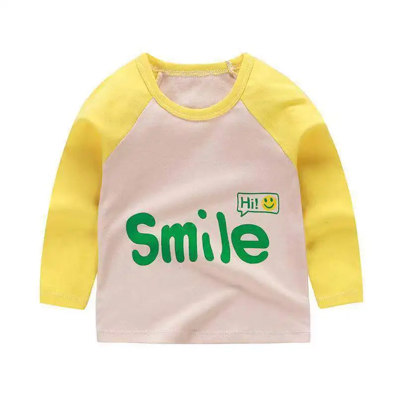 Autumn Boys Shirts Cotton Children T-shirts Colored Tops for Girls Full Sleeve Kids Blouse Toddler Tees Baby Clothing - Цвет: Розовый