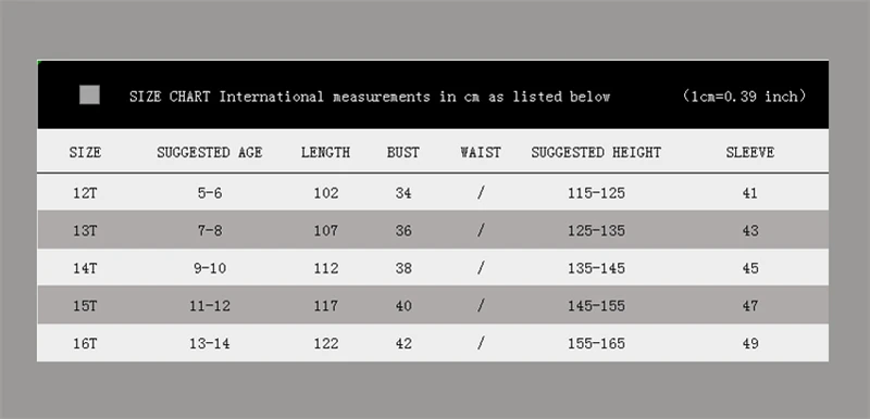 SIZE CHART