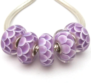 

JGWG1167 5X 100% Authenticity S925 Sterling Silver Beads Murano Glass beads Fit European Charms Bracelet diy jewelry Lampwork