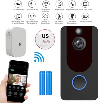 

Smart Wireless Wifi Video Doorbell Intercom Phone Call Door Bell Camera Infrared Remote Home Security Monitoring With battery