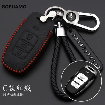 

GOPUAMO Car Leather Key Cover Case for Great wall HAVAL H6 Coupe H7 H9 H1 H2 Key Ring Keychains key cover genuine leather key