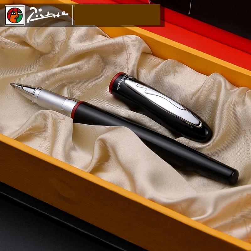 Гладкая черно красная Шариковая ручка Pimio 907 с серебряным зажимом