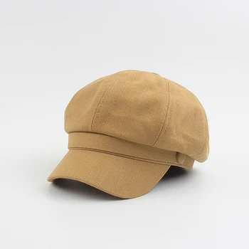 

Hat female spring and autumn simple solid color octagonal hat tide wild casual painter beret