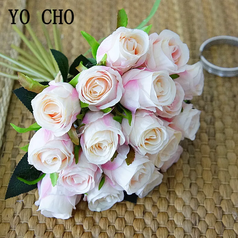 YO CHO 18 головок Большой букет розы Искусственные цветы искусственный Свадебный