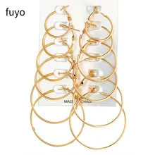 6 пар/компл. Винтаж мотаться большой круг обруч серьги Для женщин ухо клип Brincos, можно носить с индивидуализированное кольцо серьги комплект Комбинации
