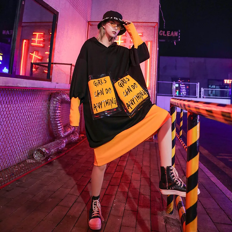 Hoodie Rok Vrouwelijke Lente Herfst En Winter Lange over-de-Knie Losse En Plus-sized Vet Mm contrast Kleur Grote Zak Hooded L Hoodie Rok Vrouwelijke Lente Herfst En Winter Lange over-de-Knie Losse En Plus-sized Vet Mm contrast Kleur Grote Zak Hooded L