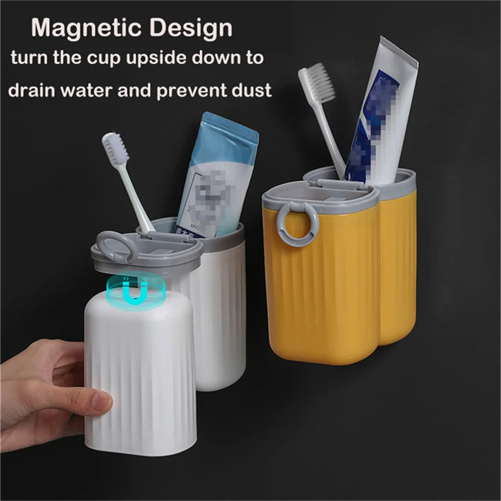 New Toothbrush Holder Magnetic Multifunctional Cup Travel Portable Wall Mount Storage Box With Suction | Дом и сад