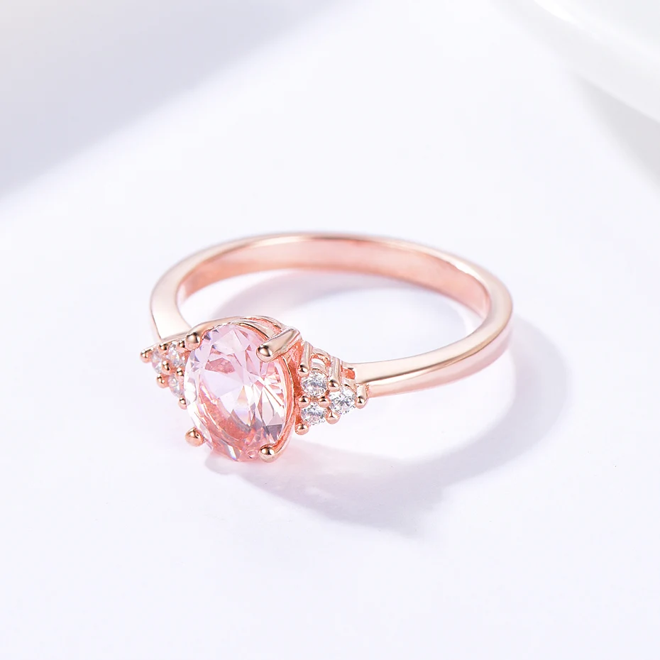 Kuolit розовый морганит драгоценный камень кольца для женщин 925 пробы Серебряная роза Цвет Овальный Камень розовый цвет кольцо обручальное кольцо ювелирные изделия